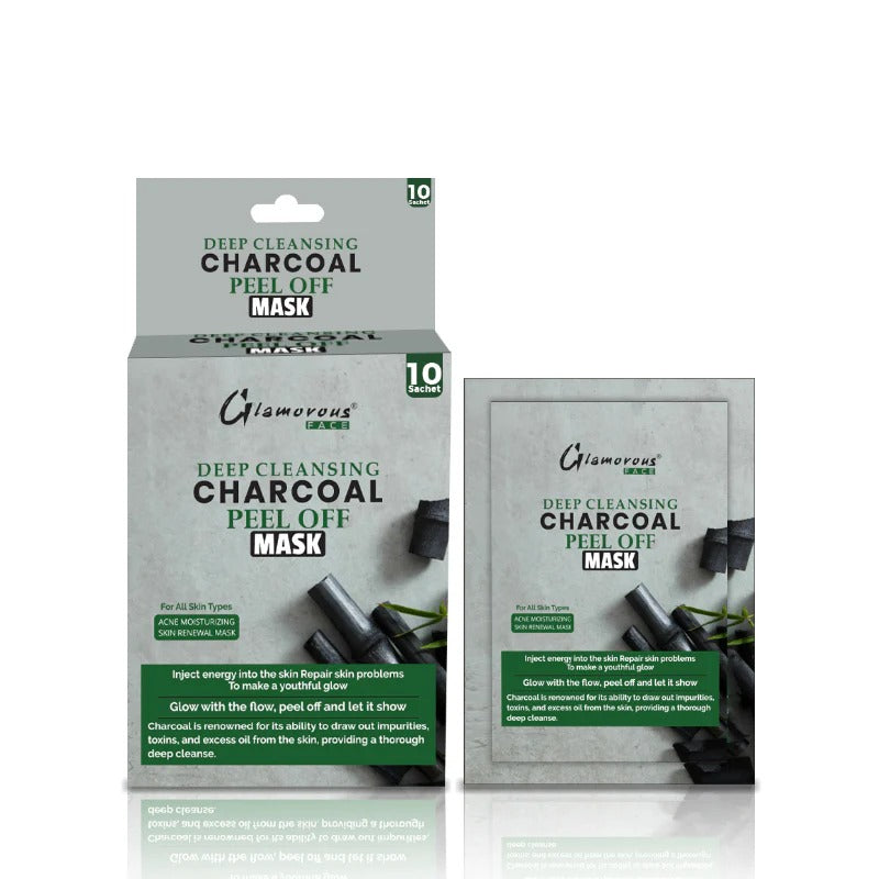 Glamorous Deep Cleansing Charcoal Peel Off Mask packaging on a white background