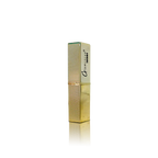 Gold kajal case with glamorous face logo on a white background