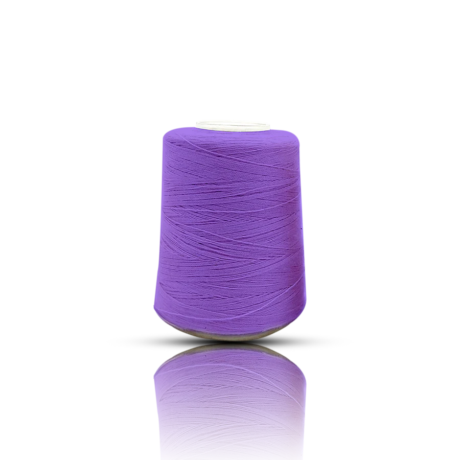 Spool of purple thread on a white background