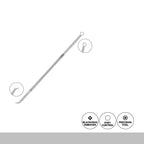 Blackhead remover tool with icons indicating features on a white background