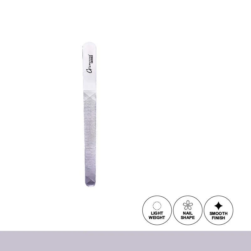 Nail file with brand name on a white background