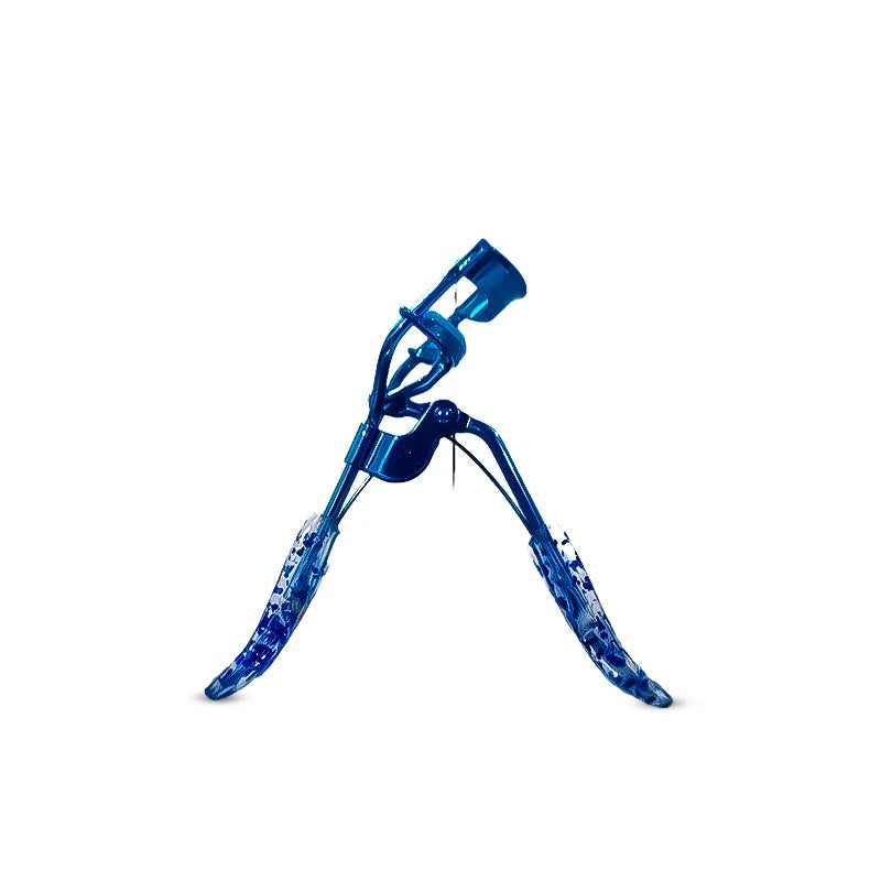 Blue eyelash curler on a white background