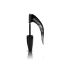 Black mascara brush with long, thick lashes on a white background