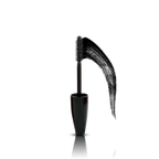 Black mascara brush with long, thick lashes on a white background