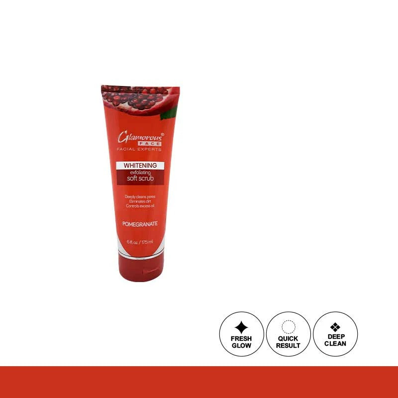 Red tube of Glamorous Face Whitening Exfoliating Soft Scrub (TUBE 175ML)