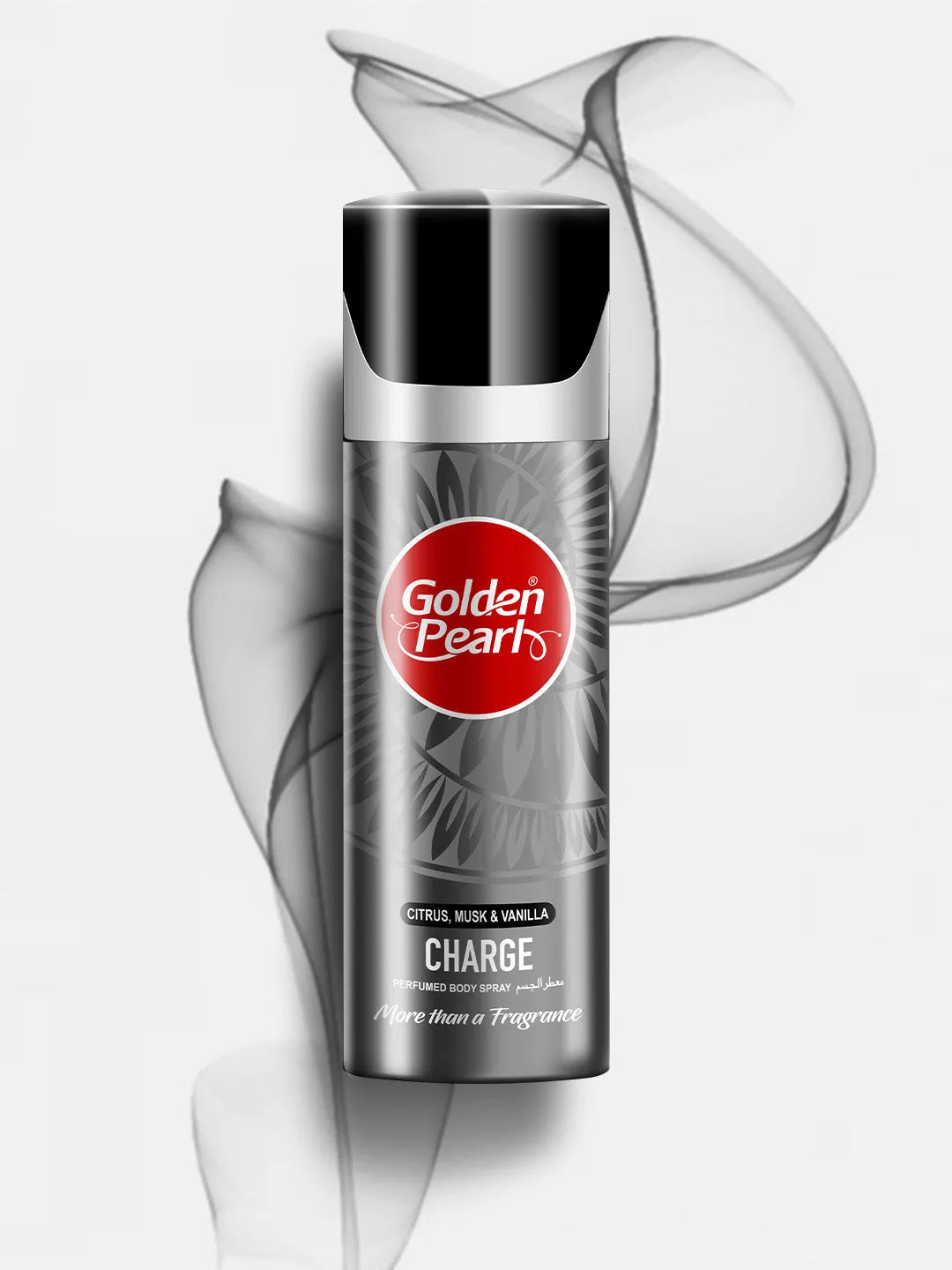 Golden Pearl deodorant spray can with a red logo on a white background