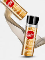 Two bottles of Golden Pearl Golden Touch Body Spray product on a light gray background