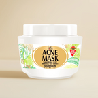 Acne mask container with 'Golden Girl' branding on a beige background