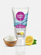 Golden Pearl Oil Control Face Wash tube with lemon and aloe vera on a white background
