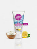 Golden Pearl oil control face wash tube with lemon and cream on a white background