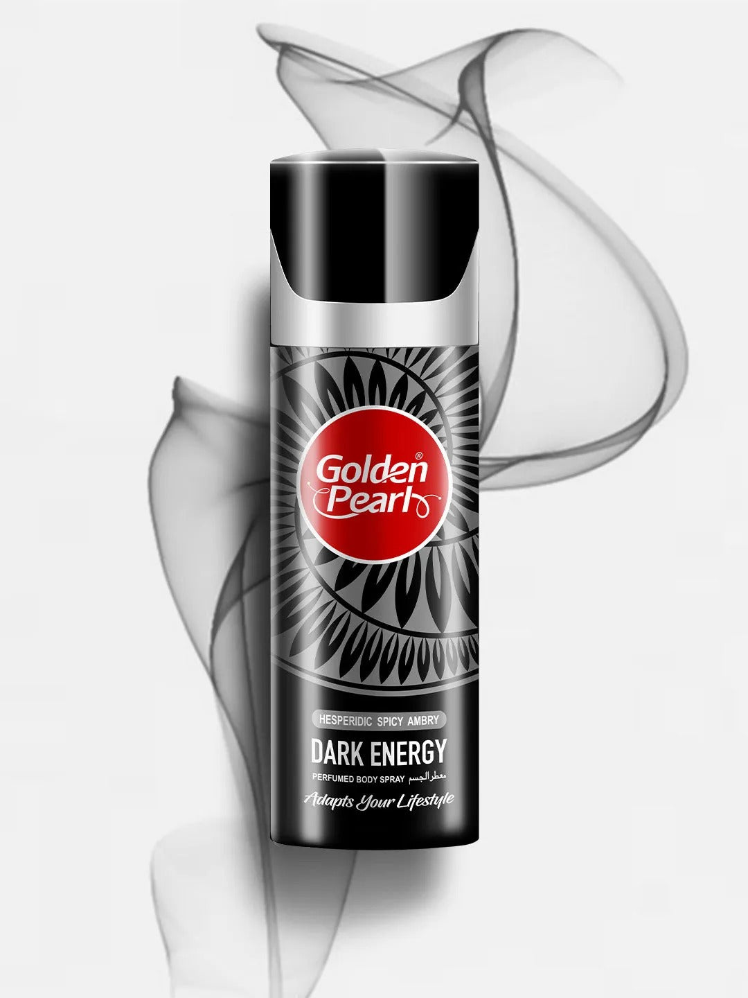 Golden Pearl Dark Energy deodorant spray on a white background