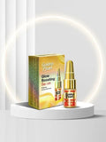 Golden Pearl Glow Boosting Serum packaging on a white platform with a soft glow background