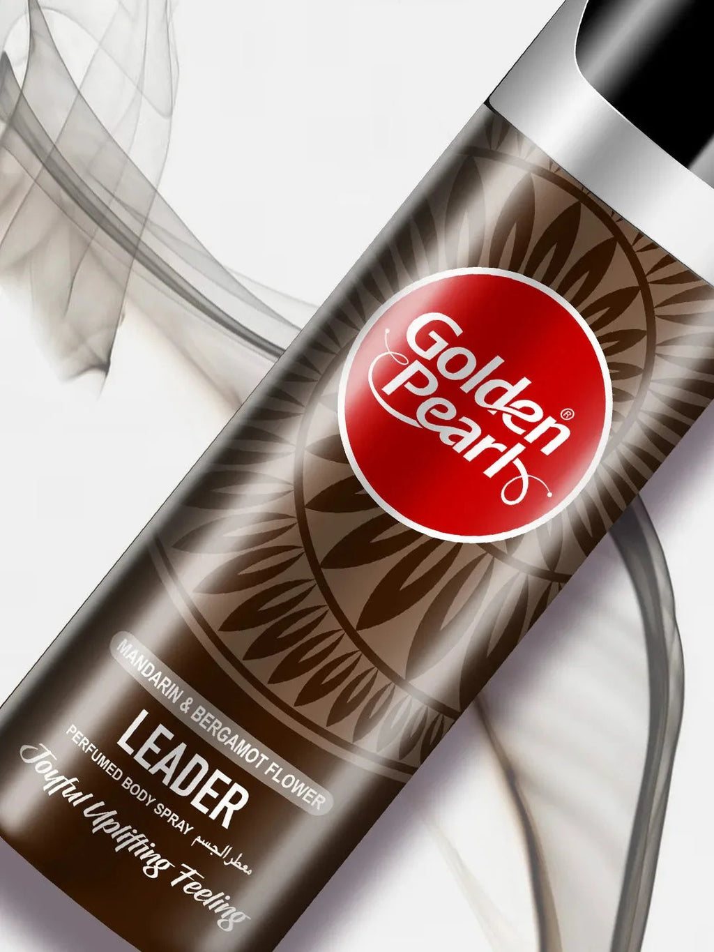 Body spray bottle with Golden Pearl logo on a white background