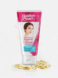 Golden Pearl Light & Glow fairness face wash tube with capsules on a white background