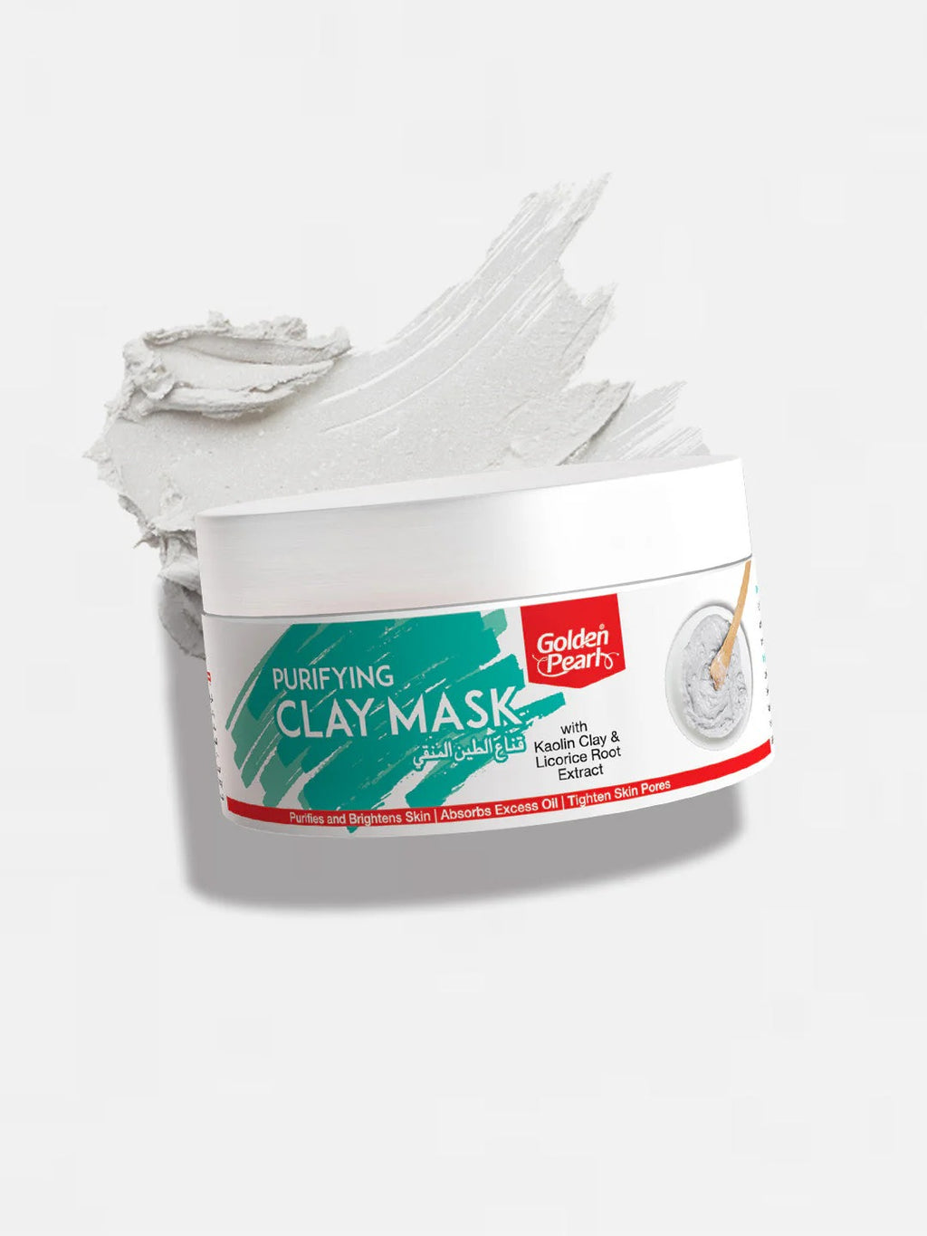 Jar of Golden Pearls Purifying Clay Mask with clay on top