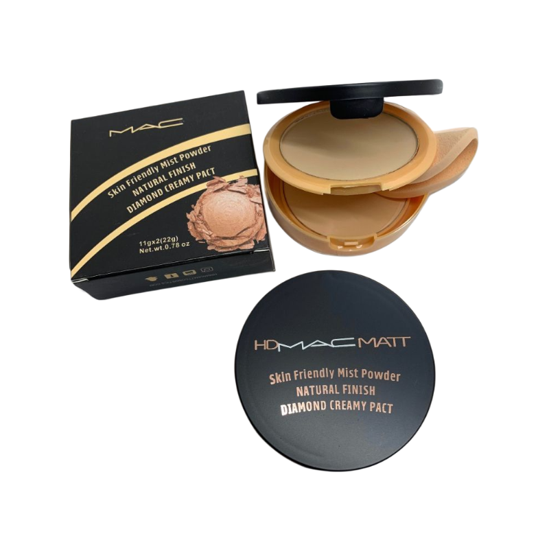 HD MAC Matt Face Powder 2 in 1 with Puff & Mirror