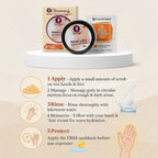 Charisma skincare products with application instructions on a beige background