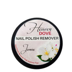 Heaven Dove nail polish remover container with a jasmine flower on a white background