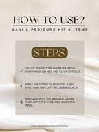 Instructions for using a Golden Girl Mani & Pedicure Kit 5 Items with a beige background