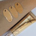 Three swatches of Hudamoji Better Foundation Tube