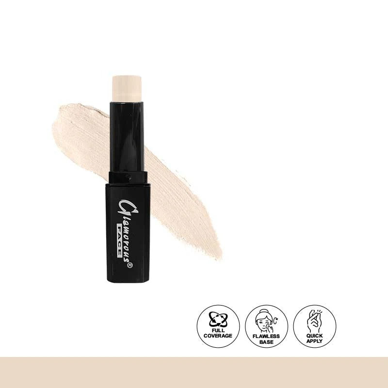 Concealer stick with applicator and branding on a white background