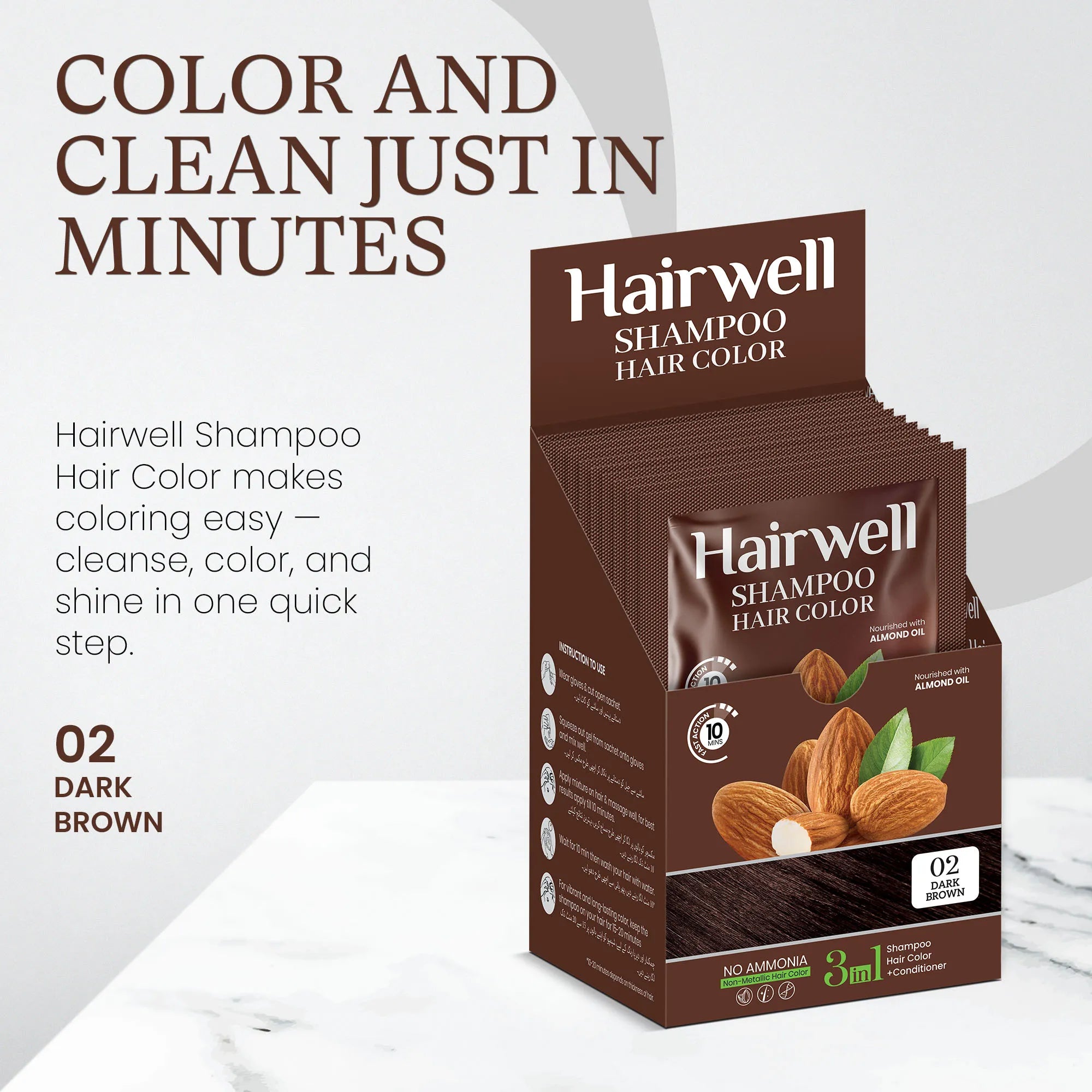 KalaKola Hairwell Shampoo Hair Color (Dark Brown) Sachet