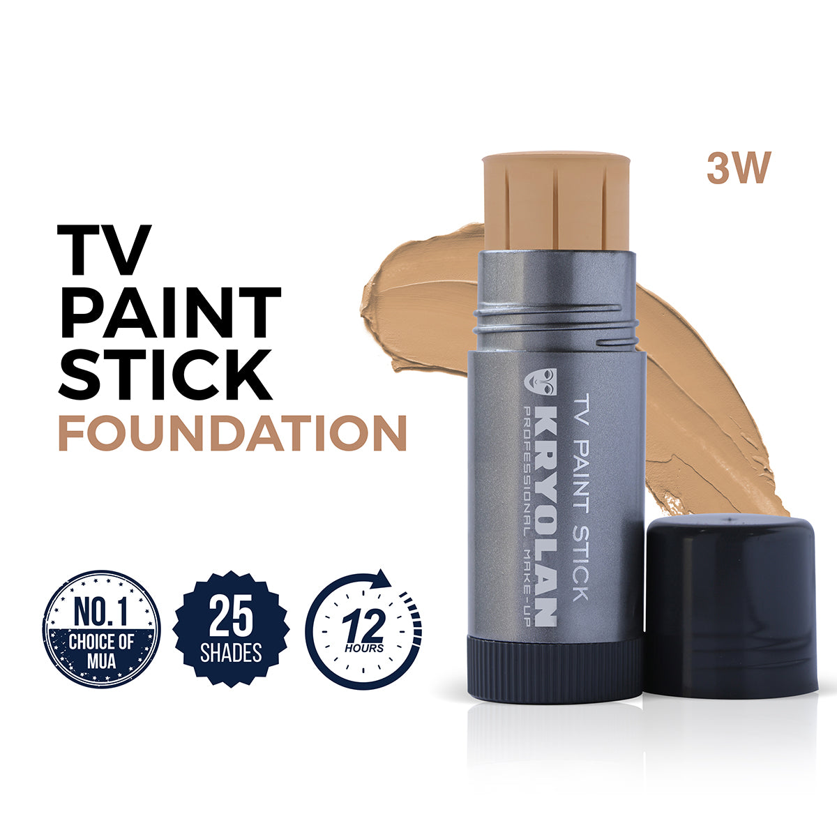 Kryolan TV Paint Stick Foundation with swatch on white background