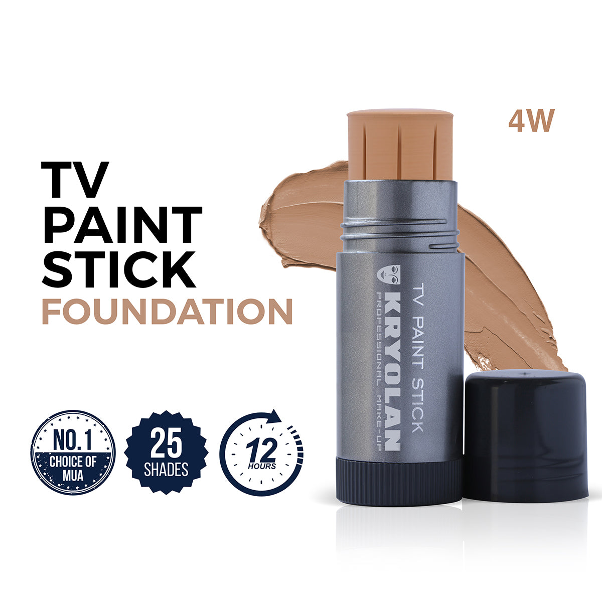 Kryolan TV Paint Stick Foundation with swatch on a white background