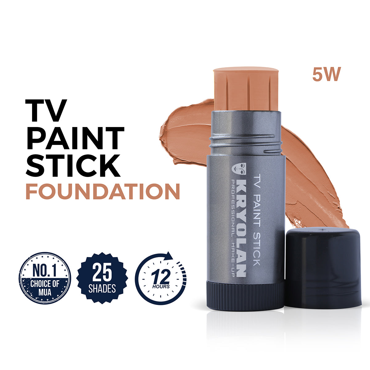 Kryolan TV Paint Stick Foundation with swatch on white background