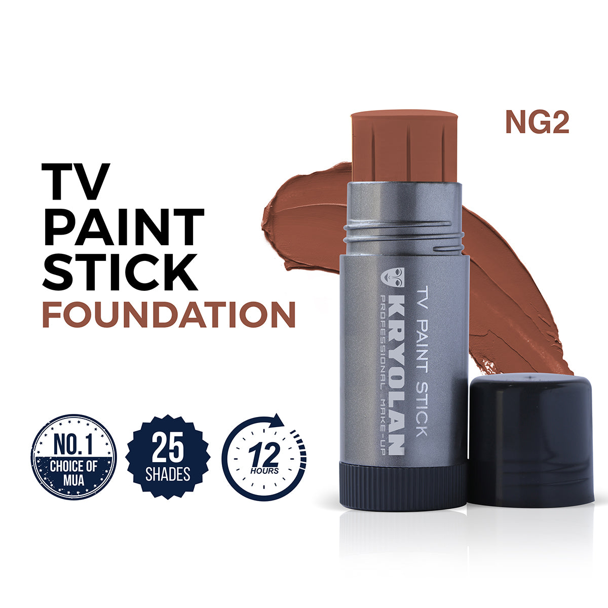 Kryolan TV Paint Stick Foundation with brown shade on a white background