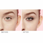 Before and after comparison of L’oreal Lash Paradise Volumising Waterproof Mascara Black application on a person's face.