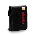 Black leather pouch with 'Pura Black' branding on a white background