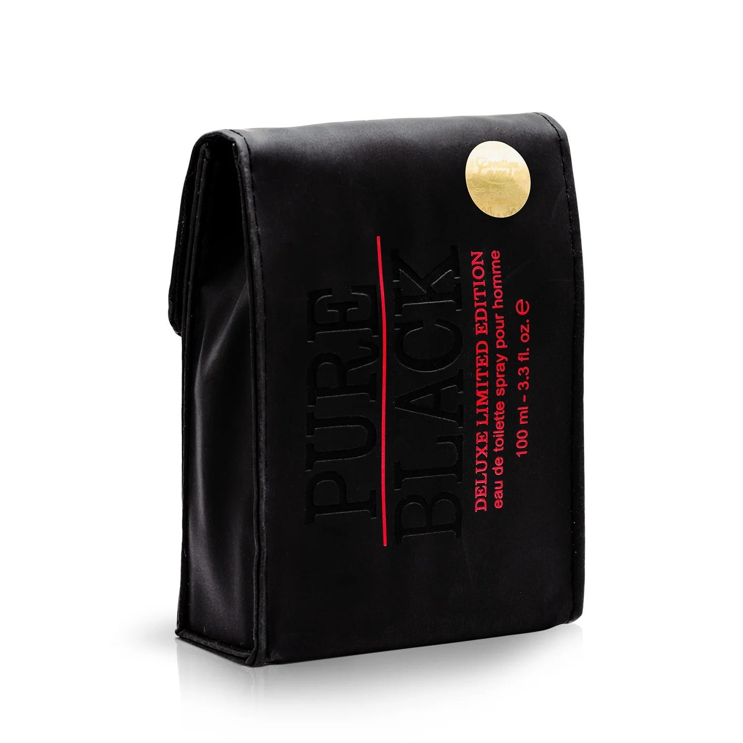 Black leather pouch with 'Pura Black' branding on a white background