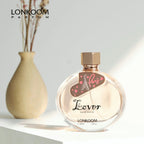 Lonkoom perfume bottle with decorative label on a light background