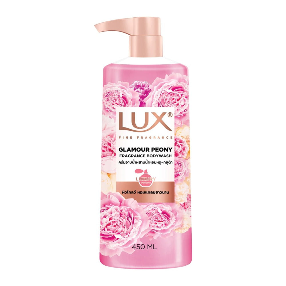 Lux Glamour Peony fragrance bodywash bottle on a white background
