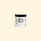 MHOD's Facial Cleanser jar with a white label on a beige background