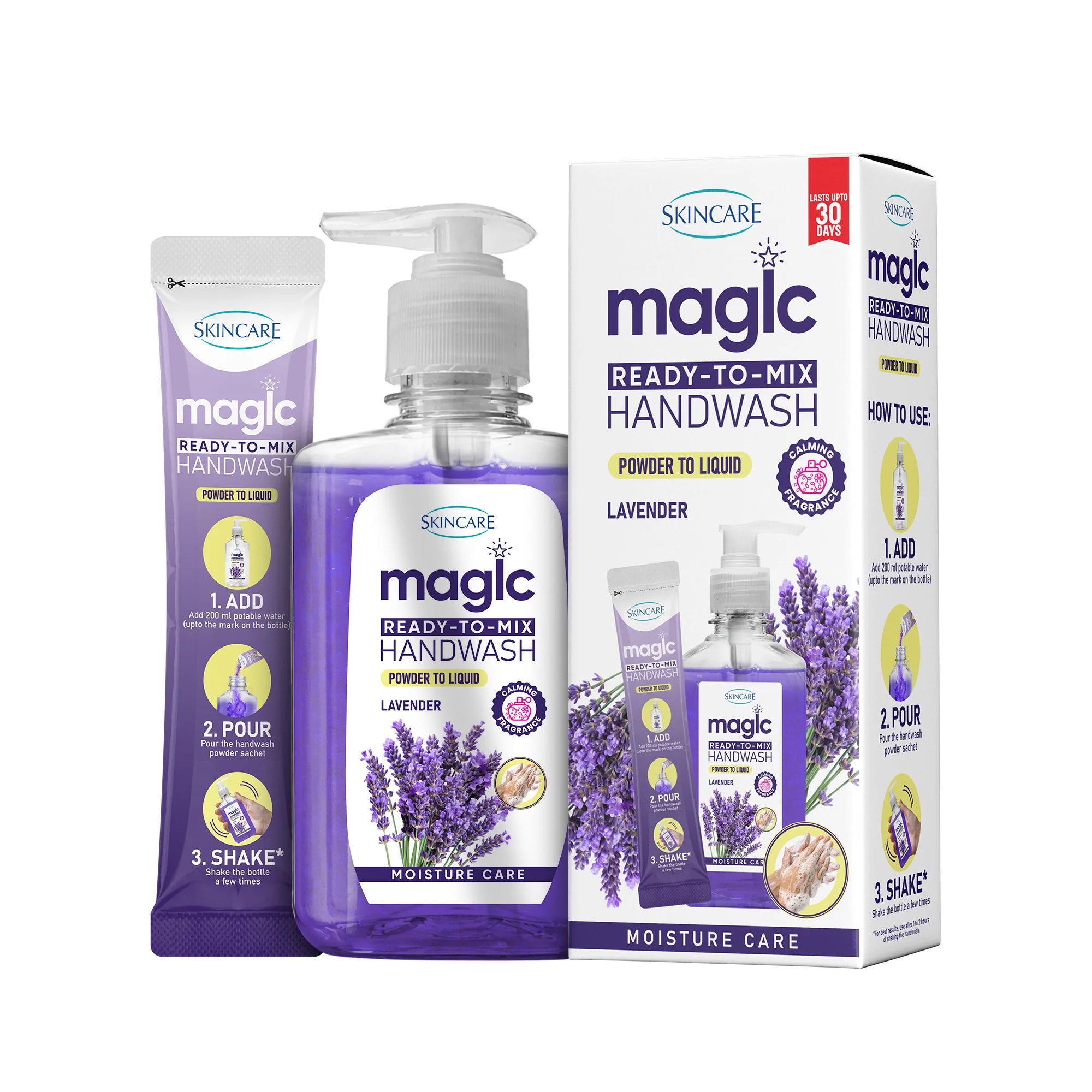 Magic Ready-to-Mix Hand Wash Powder to Liquid Levender