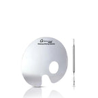 Makeup mixing palette with a small brush on a white background