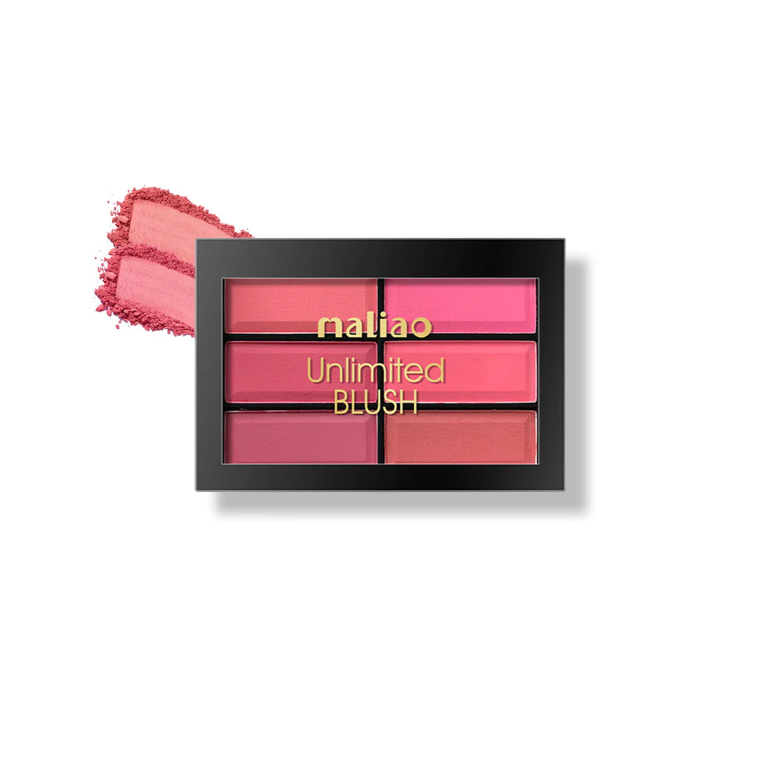 Mailao Unlimited Blush palette with swatch on a white background