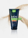 Tube of Golden Pearl Men Power Face Wash on a white background with sand-like texture