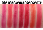 Color swatches of lipstick shades on a skin background