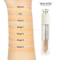 Miss Rose foundation stick with color swatches on a white background