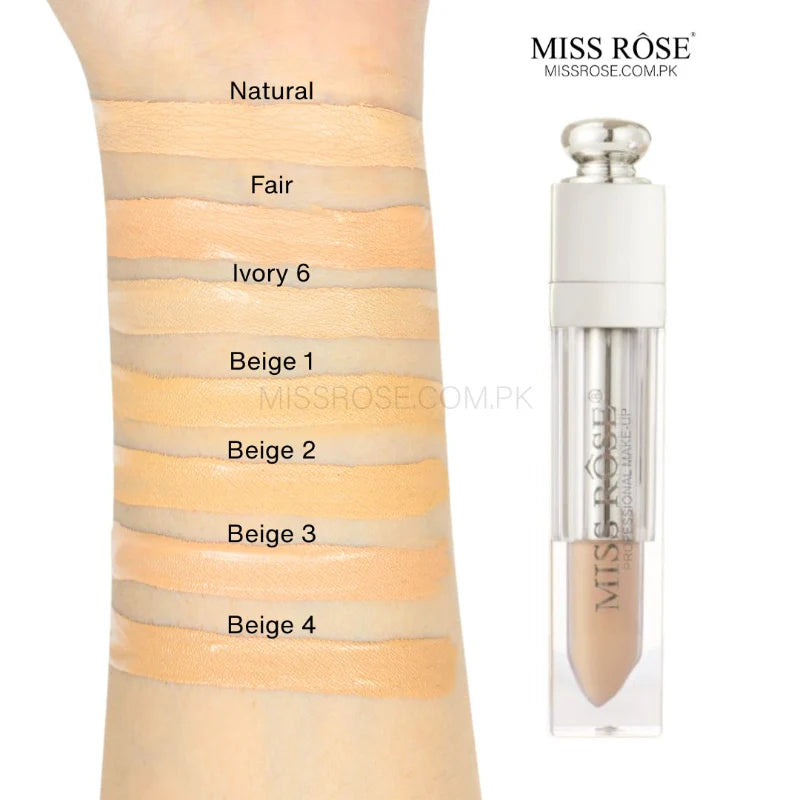 Miss Rose foundation stick with color swatches on a white background