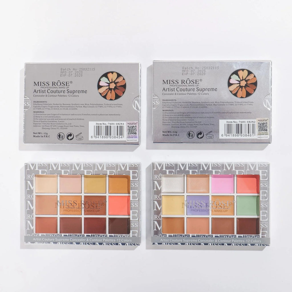 Two Miss Rose Artist Couture Supreme makeup palettes on a white background