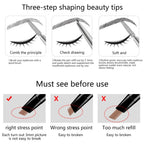 Instructions for using eyebrow shaping tools with illustrations and text.