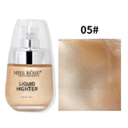 Miss Rose liquid highlighter with a close-up of color swatch on a white background