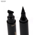 Black eyeliner pen and pump bottle with 'MISS ROSE' branding on a white background.