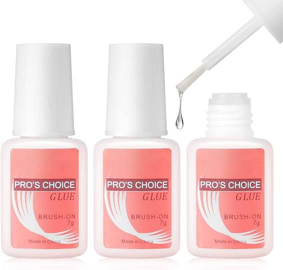Three bottles of Pro's Choice Brush-On Glue with a droplet of glue on a white background.