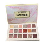 Maccallum 18-color eyeshadow palette with open lid showing 'Look Guide' text.