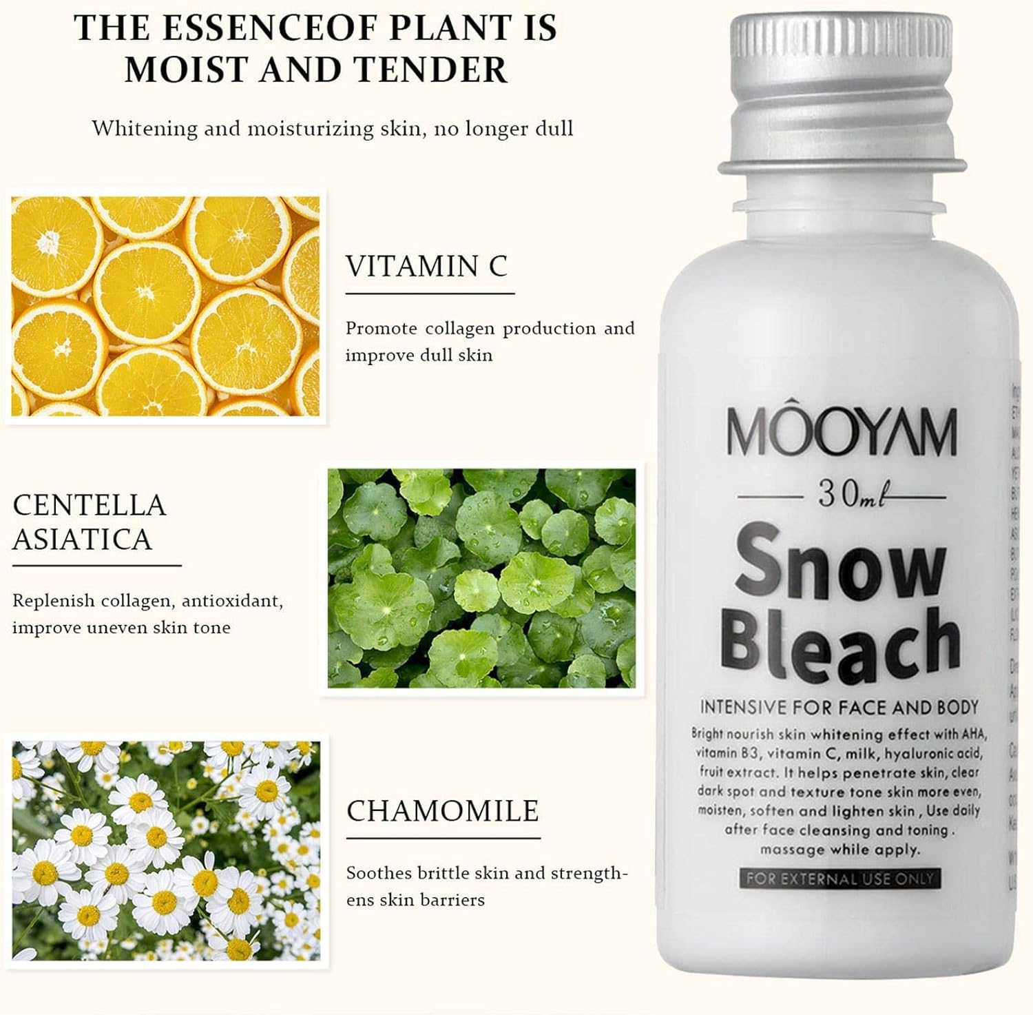Mooyam Snow Bleach | Skin Lightening Cream - Mild Moisturizing Skin Bleaching Cream Brightening Cream